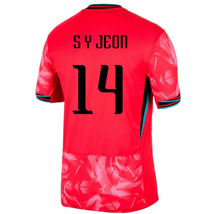 Danxen Uomo Maglia Corea Del Sud Yu-Sang Jeon #14 Rosso Kit Gara Home 24-26 Maglietta