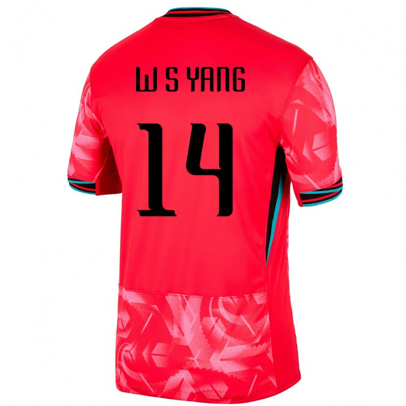Danxen Uomo Maglia Corea Del Sud Si-Woo Yang #14 Rosso Kit Gara Home 24-26 Maglietta