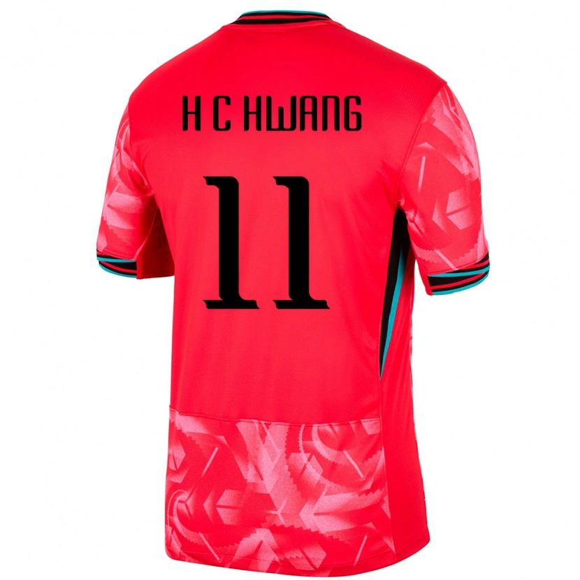 Danxen Uomo Maglia Corea Del Sud Hee-Chan Hwang #11 Rosso Kit Gara Home 24-26 Maglietta