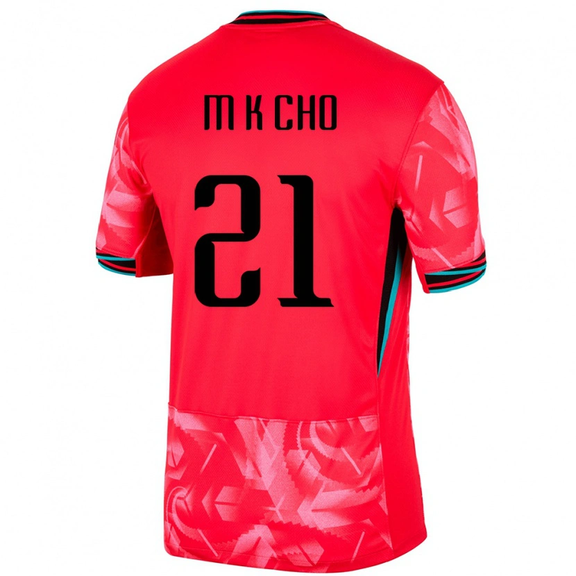 Danxen Uomo Maglia Corea Del Sud Cho Min Kyu #21 Rosso Kit Gara Home 24-26 Maglietta