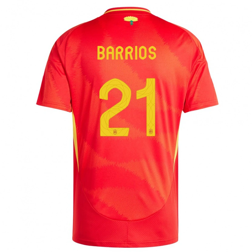 Danxen Uomo Maglia Spagna Pablo Barrios #21 Rosso Kit Gara Home 24-26 Maglietta