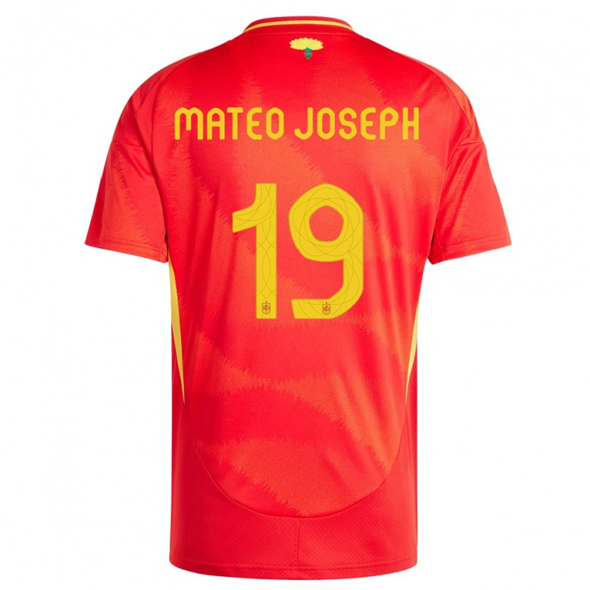 Danxen Uomo Maglia Spagna Mateo Joseph #19 Rosso Kit Gara Home 24-26 Maglietta