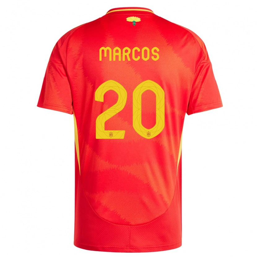 Danxen Uomo Maglia Spagna Óscar Marcos #20 Rosso Kit Gara Home 24-26 Maglietta