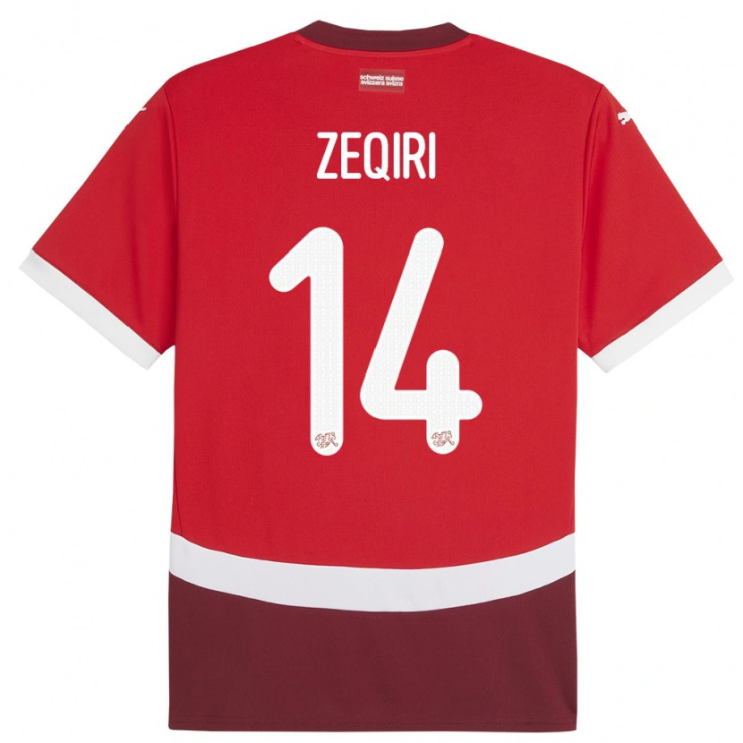 Danxen Uomo Maglia Svizzera Andi Zeqiri #14 Rosso Kit Gara Home 24-26 Maglietta