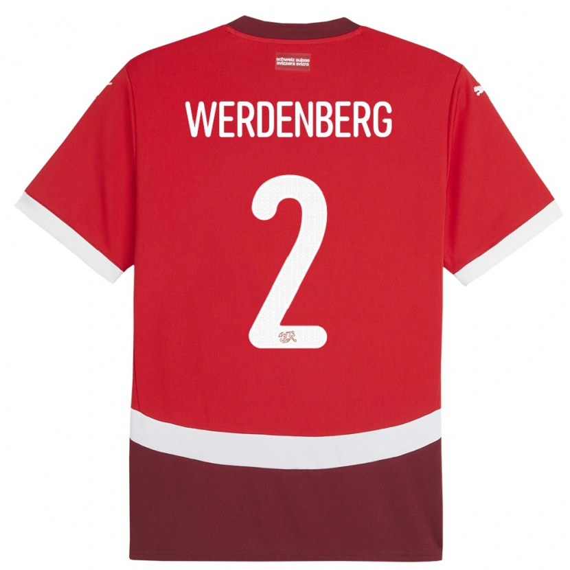 Danxen Uomo Maglia Svizzera Julien Werdenberg #2 Rosso Kit Gara Home 24-26 Maglietta