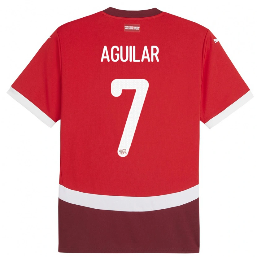 Danxen Uomo Maglia Svizzera Enrique Aguilar #7 Rosso Kit Gara Home 24-26 Maglietta
