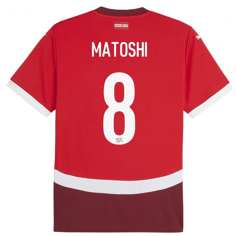 Danxen Uomo Maglia Svizzera Valmir Matoshi #8 Rosso Kit Gara Home 24-26 Maglietta