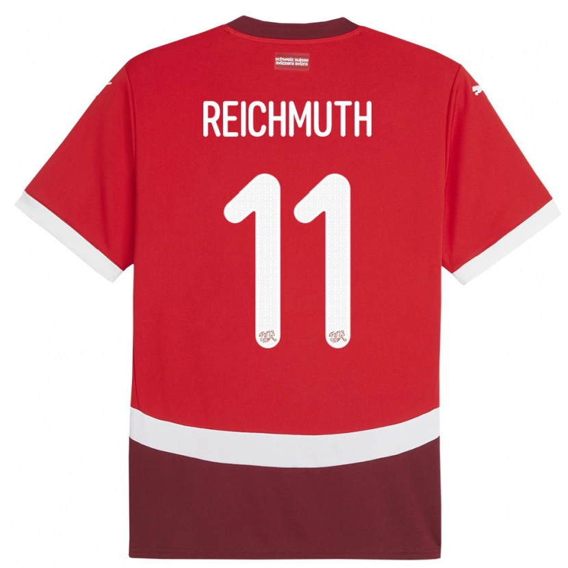 Danxen Uomo Maglia Svizzera Nils Reichmuth #11 Rosso Kit Gara Home 24-26 Maglietta