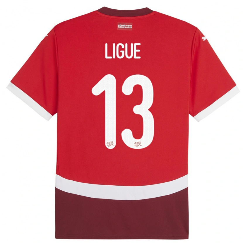 Danxen Uomo Maglia Svizzera Junior Ligue #13 Rosso Kit Gara Home 24-26 Maglietta