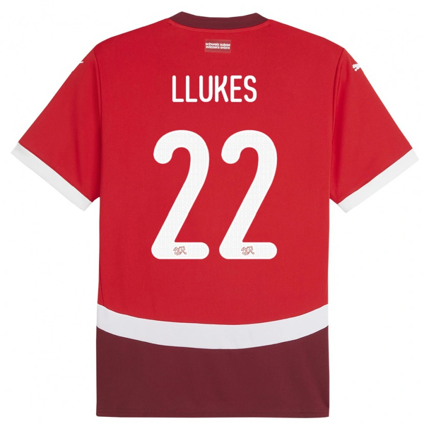 Danxen Uomo Maglia Svizzera Adrien Llukes #22 Rosso Kit Gara Home 24-26 Maglietta