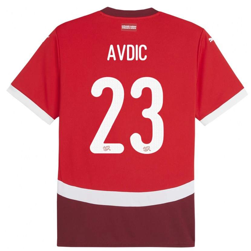 Danxen Uomo Maglia Svizzera Ahmedin Avdic #23 Rosso Kit Gara Home 24-26 Maglietta