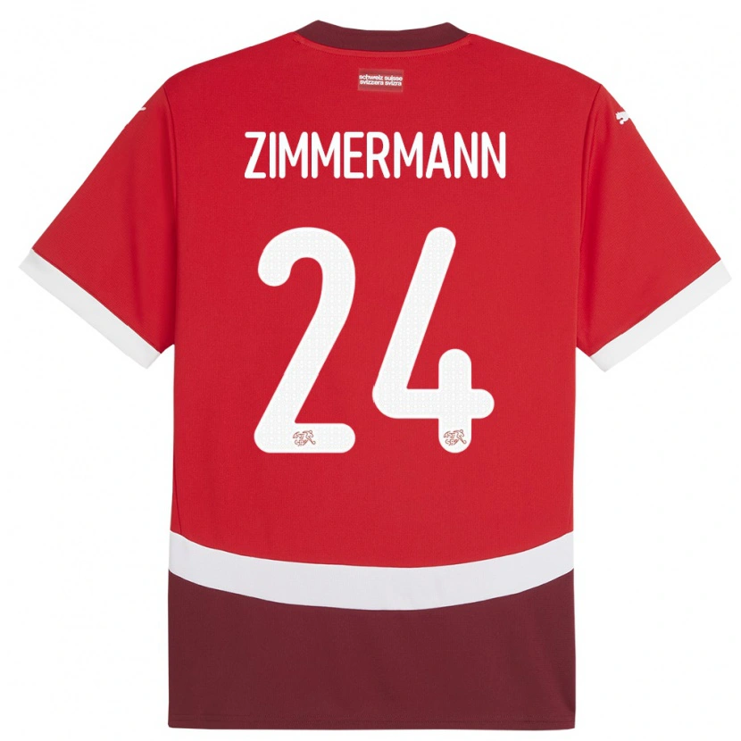 Danxen Uomo Maglia Svizzera Mio Zimmermann #24 Rosso Kit Gara Home 24-26 Maglietta