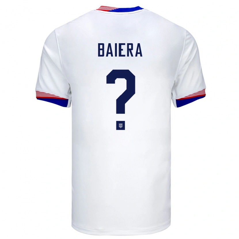 Danxen Uomo Maglia Stati Uniti Drew Baiera #0 Bianco Kit Gara Home 24-26 Maglietta
