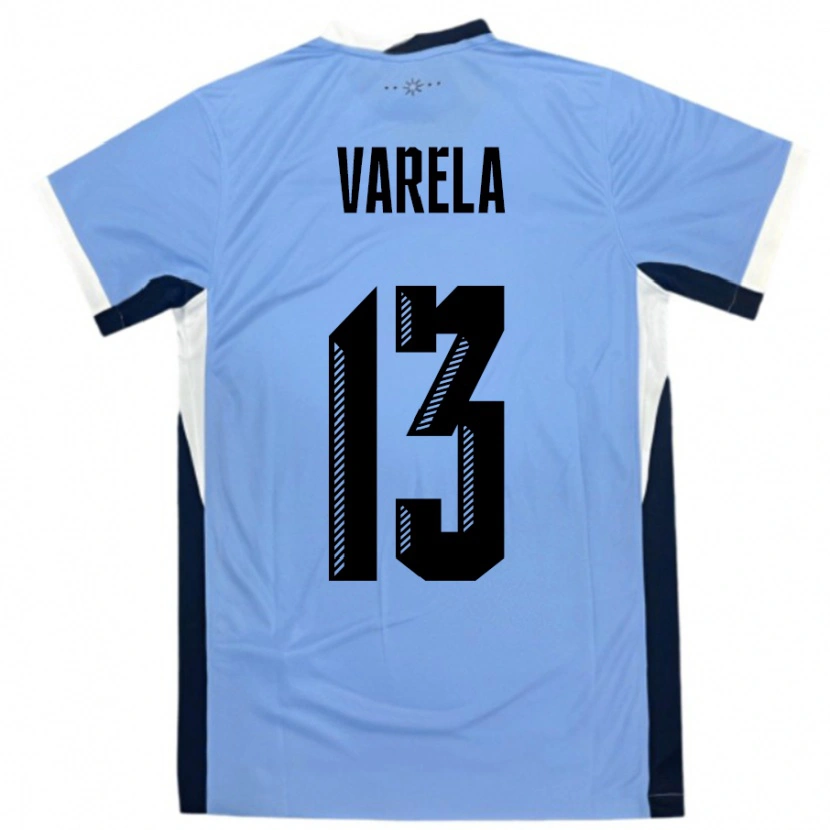 Danxen Uomo Maglia Uruguay Guillermo Varela #13 Bianco Nero Kit Gara Home 24-26 Maglietta