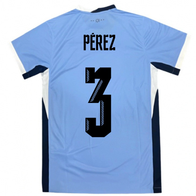 Danxen Uomo Maglia Uruguay Nicolás Pérez #3 Bianco Nero Kit Gara Home 24-26 Maglietta