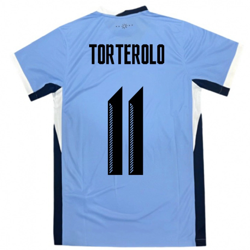 Danxen Uomo Maglia Uruguay Alan Torterolo #11 Bianco Nero Kit Gara Home 24-26 Maglietta