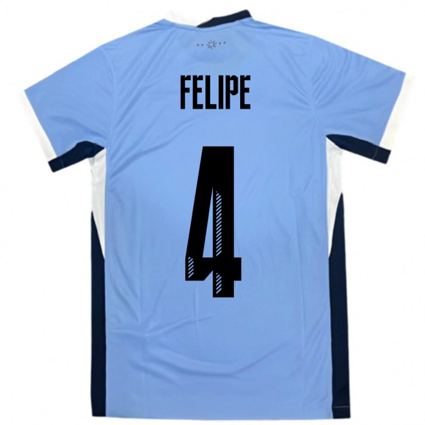 Danxen Uomo Maglia Uruguay Laura Felipe #4 Bianco Nero Kit Gara Home 24-26 Maglietta