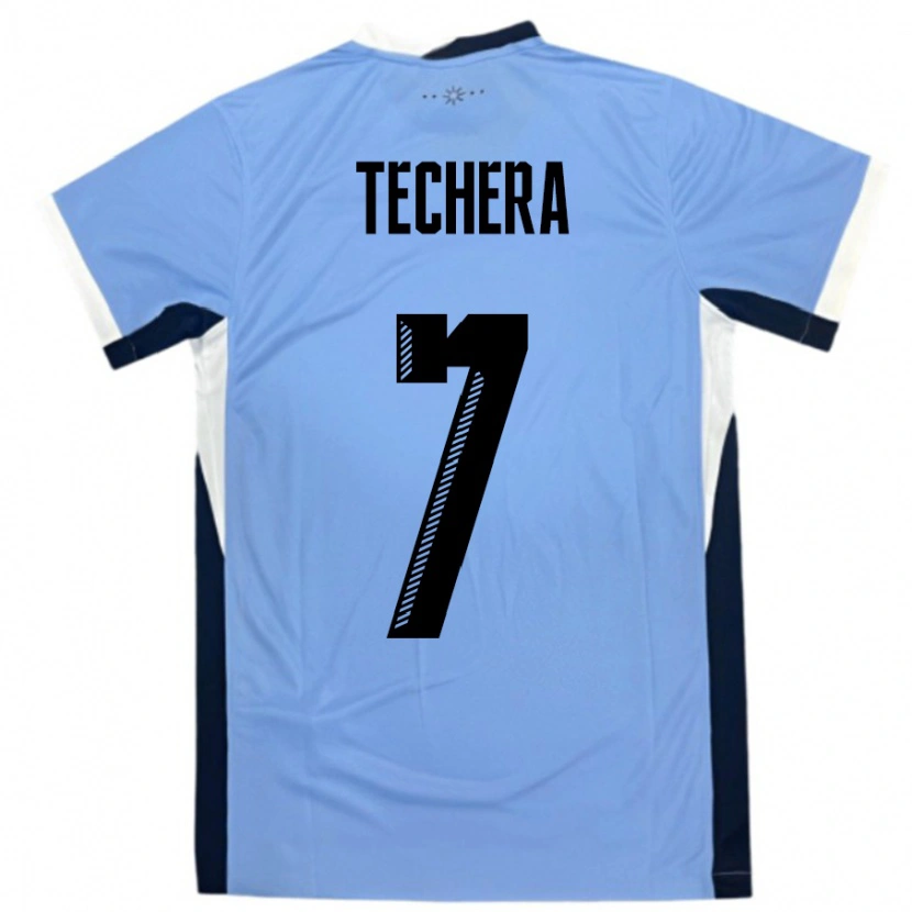 Danxen Uomo Maglia Uruguay Facundo Techera #7 Bianco Nero Kit Gara Home 24-26 Maglietta