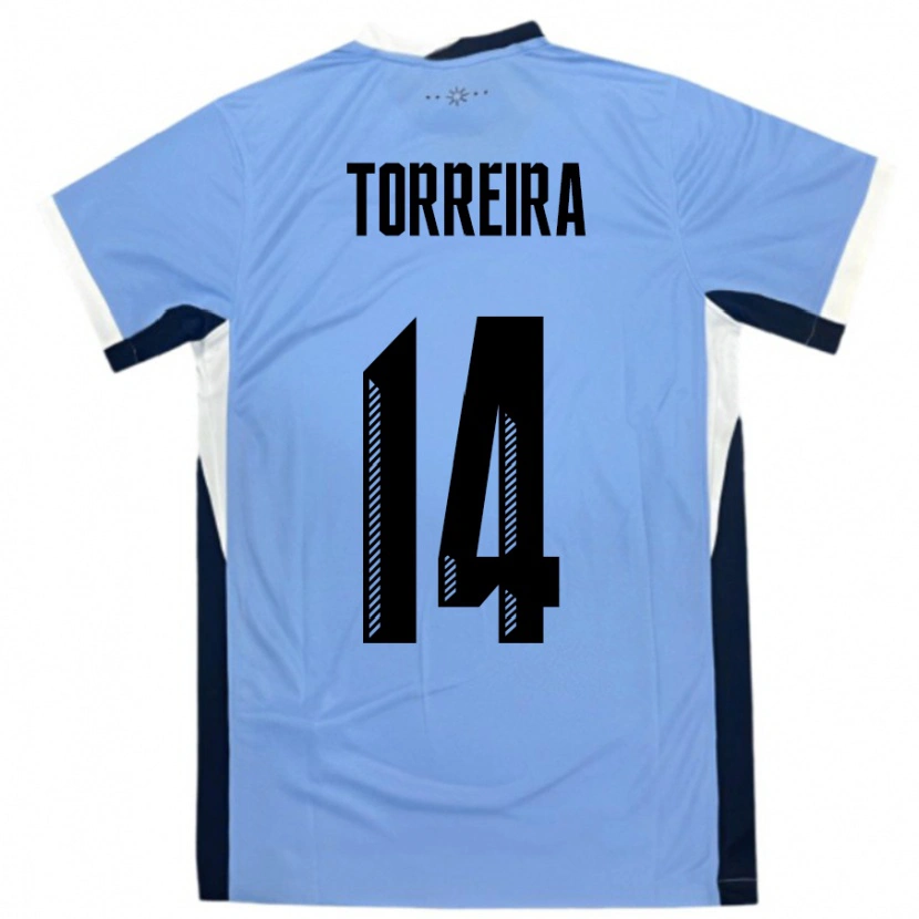 Danxen Uomo Maglia Uruguay Lucas Torreira #14 Bianco Nero Kit Gara Home 24-26 Maglietta