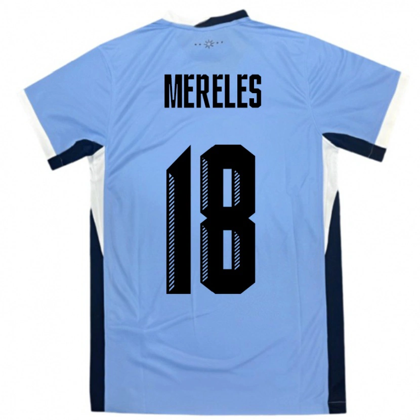 Danxen Uomo Maglia Uruguay Exequiel Mereles #18 Bianco Nero Kit Gara Home 24-26 Maglietta