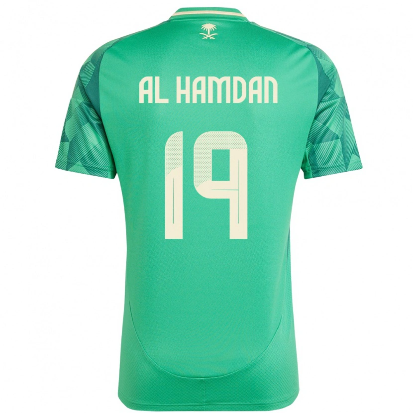 Danxen Uomo Maglia Arabia Saudita Abdullah Al-Hamdan #19 Verde Kit Gara Home 24-26 Maglietta