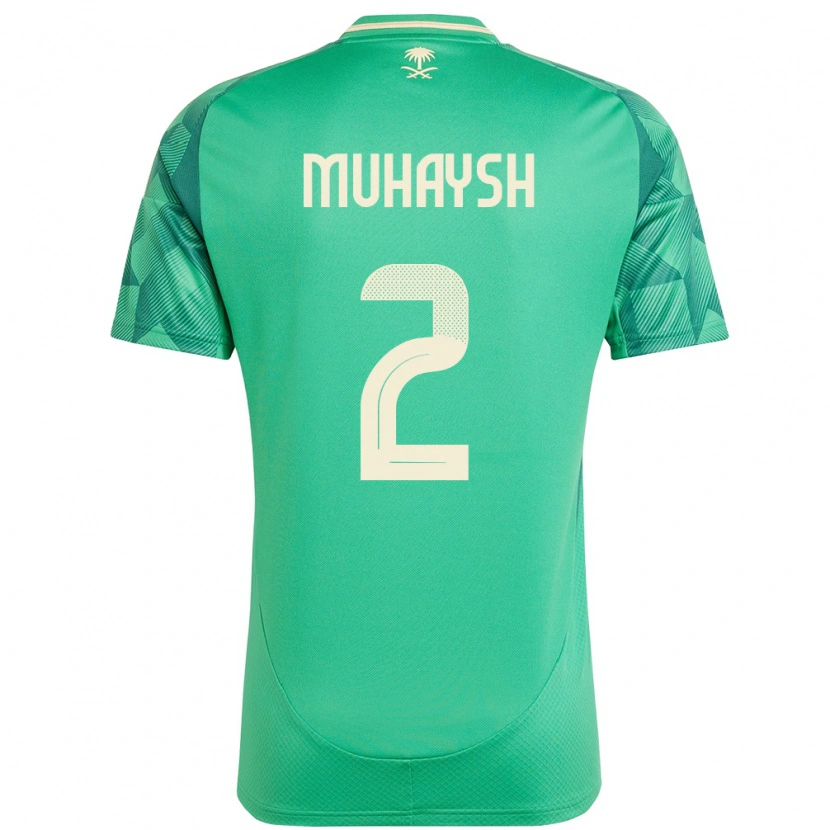 Danxen Uomo Maglia Arabia Saudita Mohammed Muhaysh #2 Verde Kit Gara Home 24-26 Maglietta