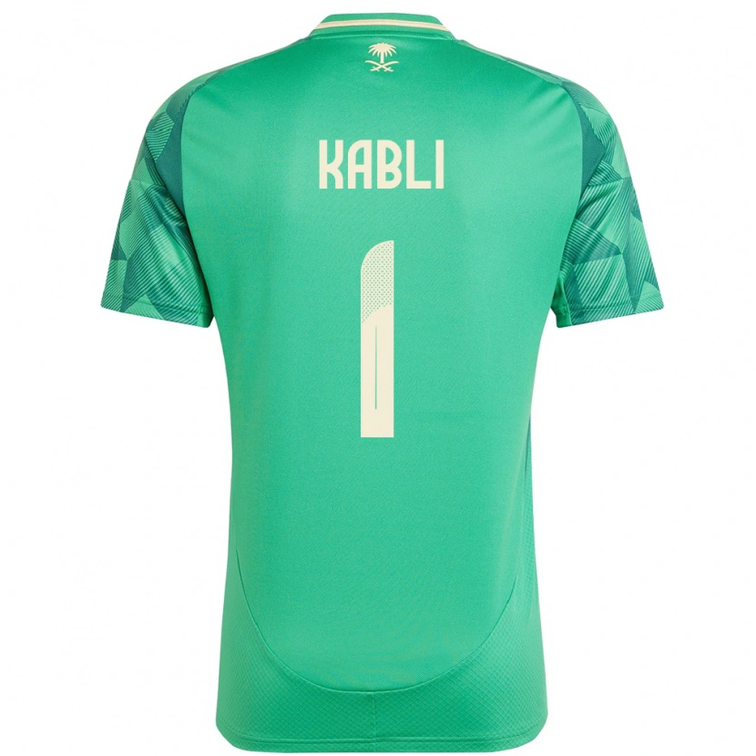 Danxen Uomo Maglia Arabia Saudita Bader Kabli #1 Verde Kit Gara Home 24-26 Maglietta