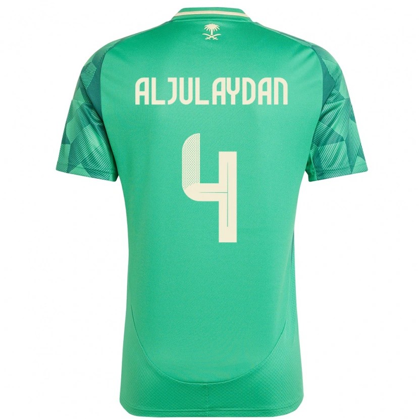 Danxen Uomo Maglia Arabia Saudita Ahmed Aljulaydan #4 Verde Kit Gara Home 24-26 Maglietta