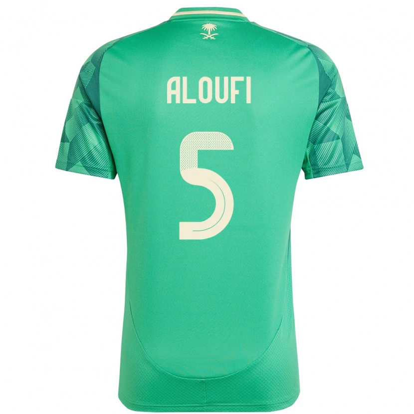 Danxen Uomo Maglia Arabia Saudita Mohammed Aloufi #5 Verde Kit Gara Home 24-26 Maglietta