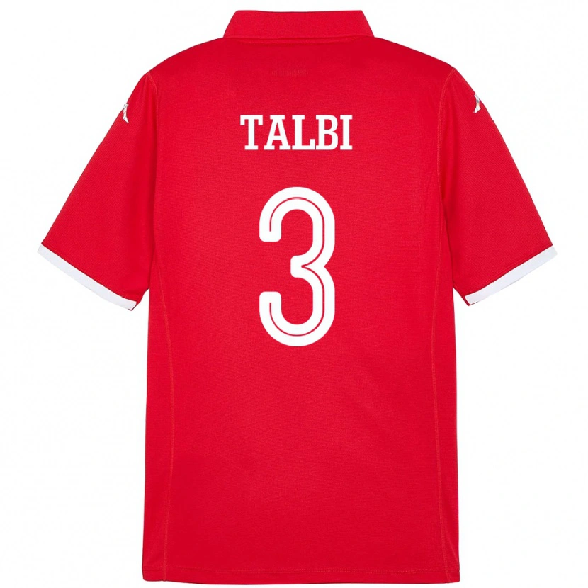 Danxen Uomo Maglia Tunisia Montassar Talbi #3 Rosso Kit Gara Home 24-26 Maglietta