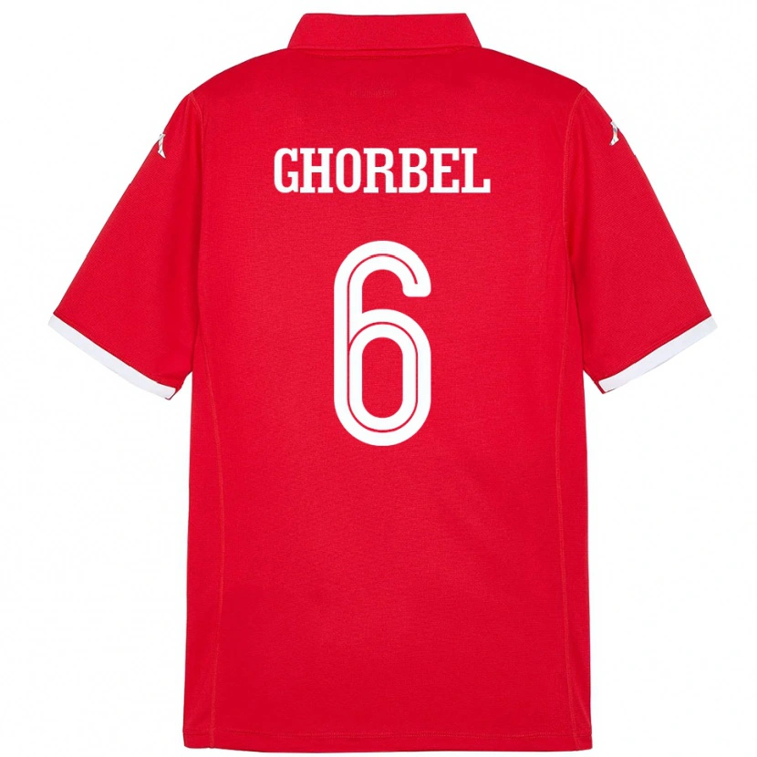 Danxen Uomo Maglia Tunisia Mahmoud Ghorbel #6 Rosso Kit Gara Home 24-26 Maglietta
