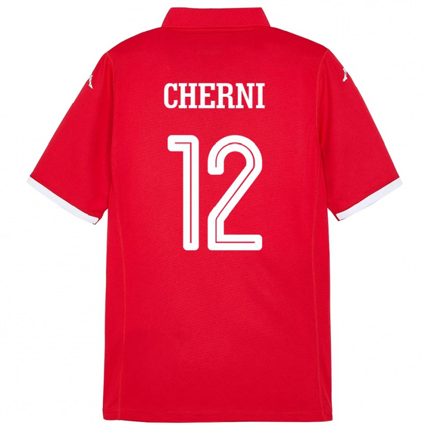 Danxen Uomo Maglia Tunisia Amin Cherni #12 Rosso Kit Gara Home 24-26 Maglietta