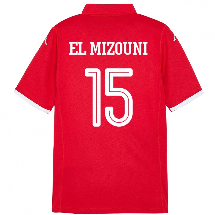 Danxen Uomo Maglia Tunisia Idris El Mizouni #15 Rosso Kit Gara Home 24-26 Maglietta