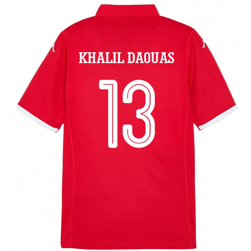 Danxen Uomo Maglia Tunisia Mohamed Khalil Daouas #13 Rosso Kit Gara Home 24-26 Maglietta