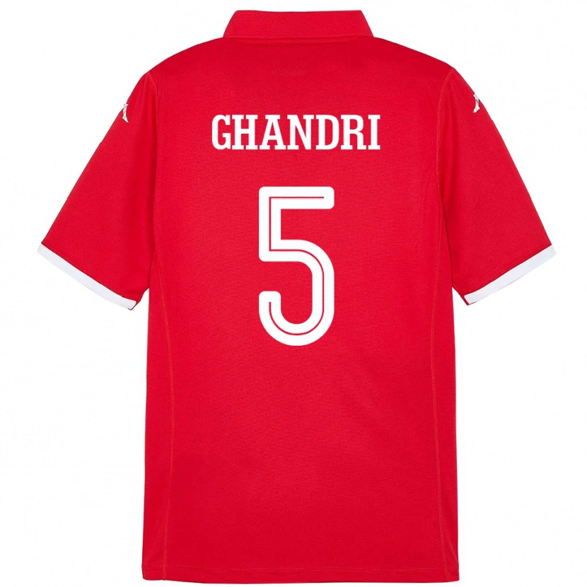 Danxen Uomo Maglia Tunisia Nader Ghandri #5 Rosso Kit Gara Home 24-26 Maglietta