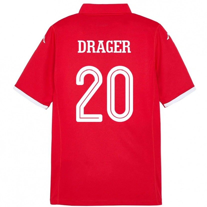 Danxen Uomo Maglia Tunisia Mohamed Drager #20 Rosso Kit Gara Home 24-26 Maglietta
