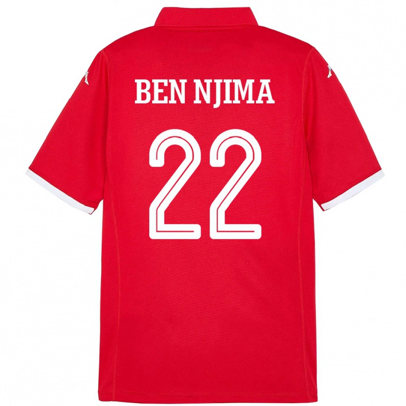 Danxen Uomo Maglia Tunisia Firas Ben Njima #22 Rosso Kit Gara Home 24-26 Maglietta