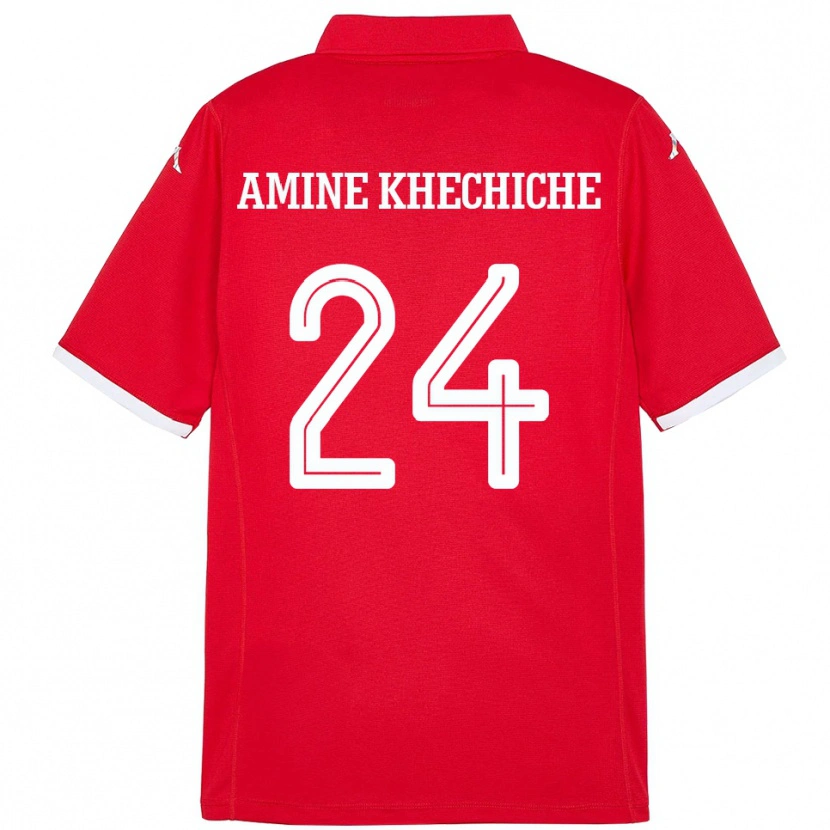 Danxen Uomo Maglia Tunisia Mohamed Amine Khechiche #24 Rosso Kit Gara Home 24-26 Maglietta