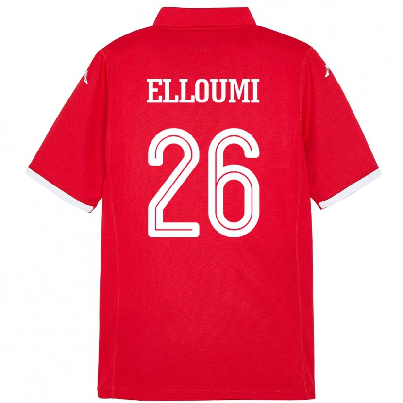 Danxen Uomo Maglia Tunisia Khalil Elloumi #26 Rosso Kit Gara Home 24-26 Maglietta
