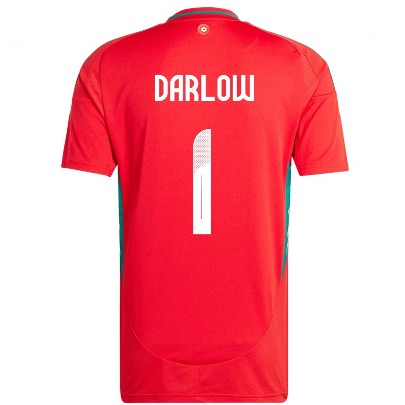 Danxen Uomo Maglia Galles Karl Darlow #1 Rosso Kit Gara Home 24-26 Maglietta