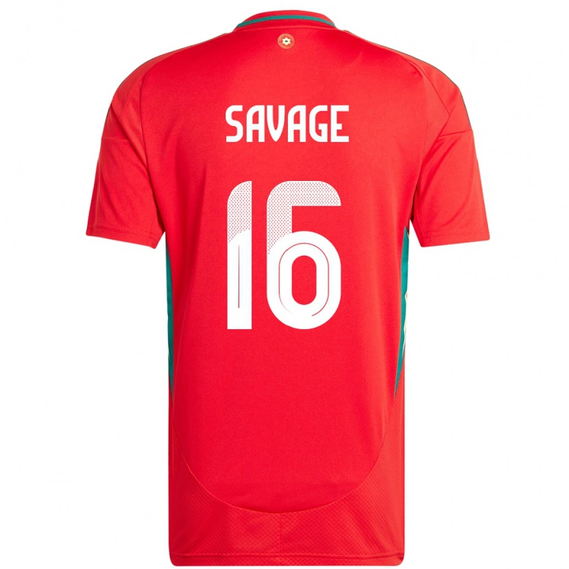 Danxen Uomo Maglia Galles Charlie Savage #16 Rosso Kit Gara Home 24-26 Maglietta