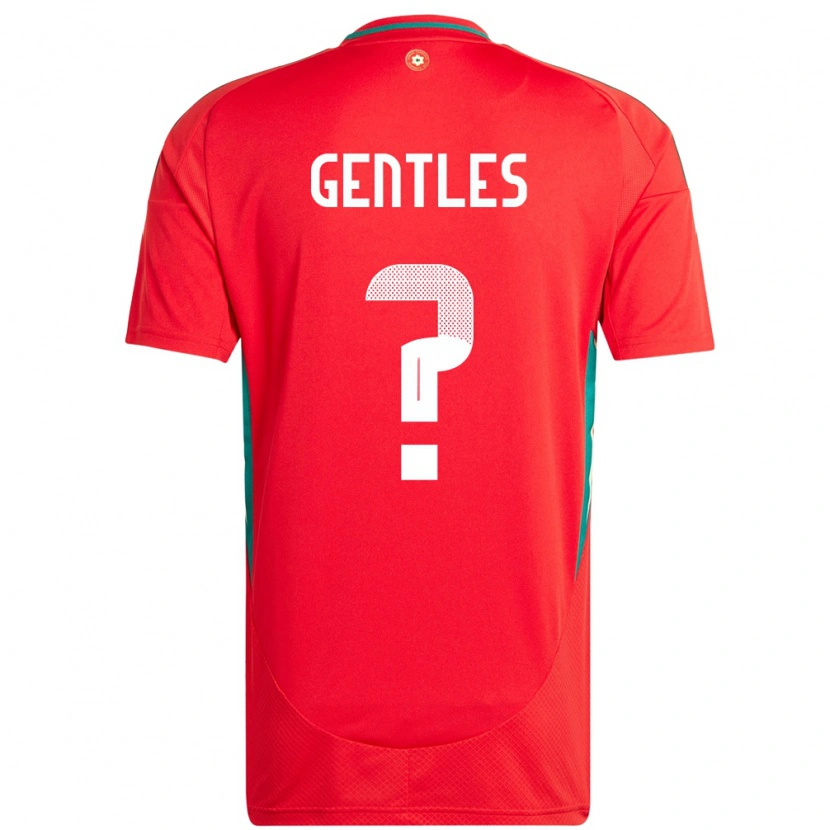 Danxen Uomo Maglia Galles Josh Gentles #0 Rosso Kit Gara Home 24-26 Maglietta