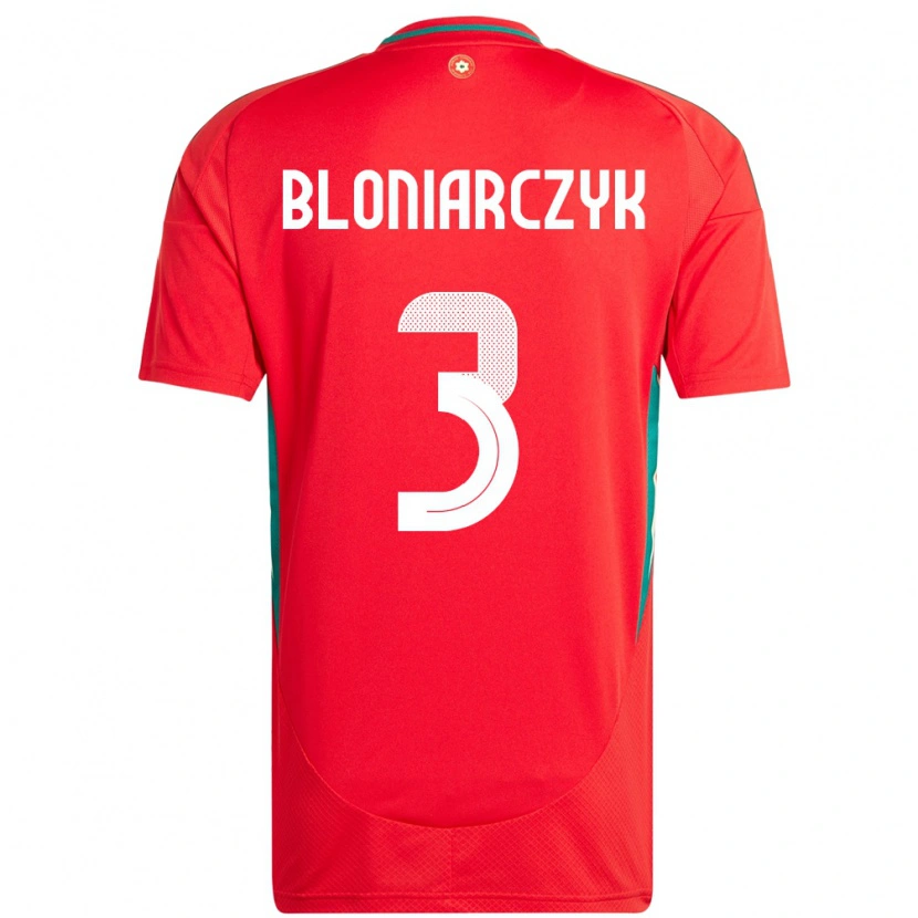 Danxen Uomo Maglia Galles Kaven Bloniarczyk #3 Rosso Kit Gara Home 24-26 Maglietta