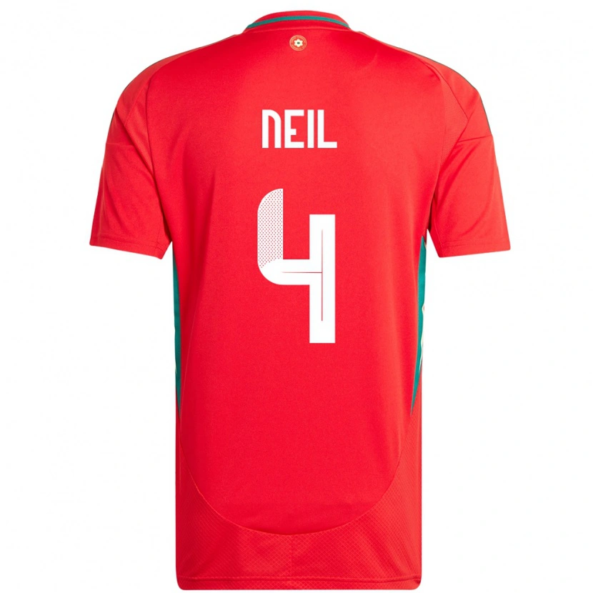 Danxen Uomo Maglia Galles Marlie Neil #4 Rosso Kit Gara Home 24-26 Maglietta