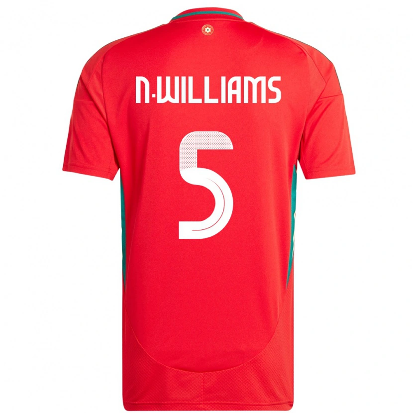 Danxen Uomo Maglia Galles Noah Williams #5 Rosso Kit Gara Home 24-26 Maglietta