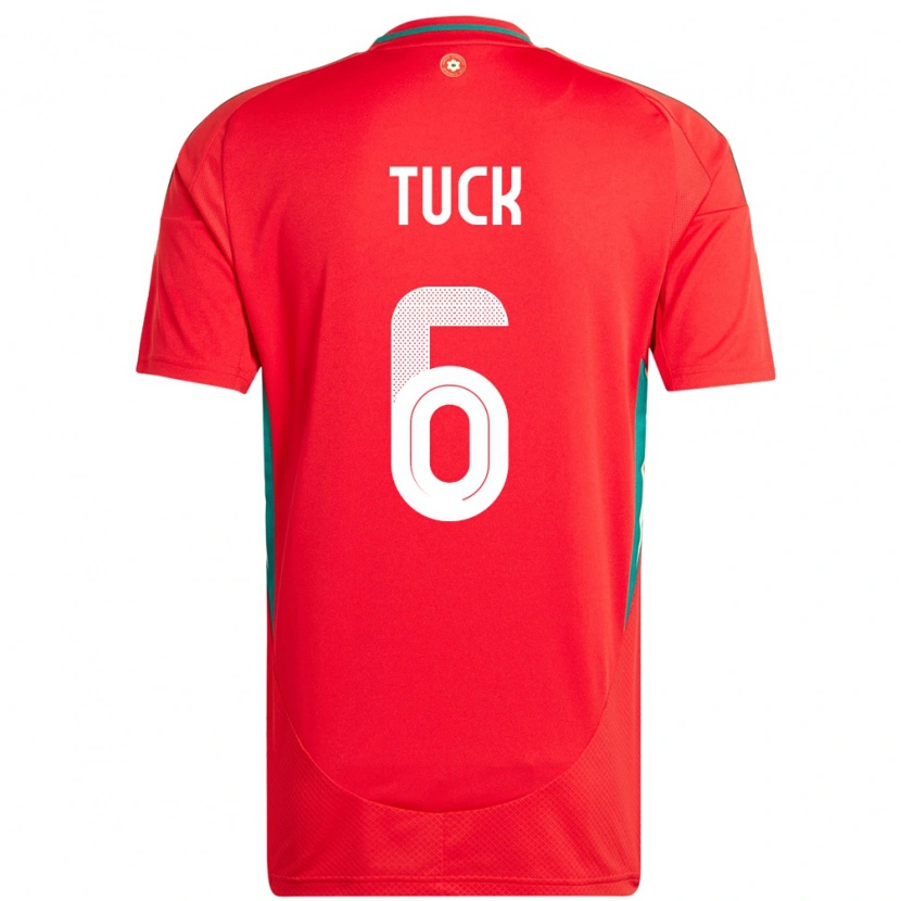 Danxen Uomo Maglia Galles Alfie Tuck #6 Rosso Kit Gara Home 24-26 Maglietta