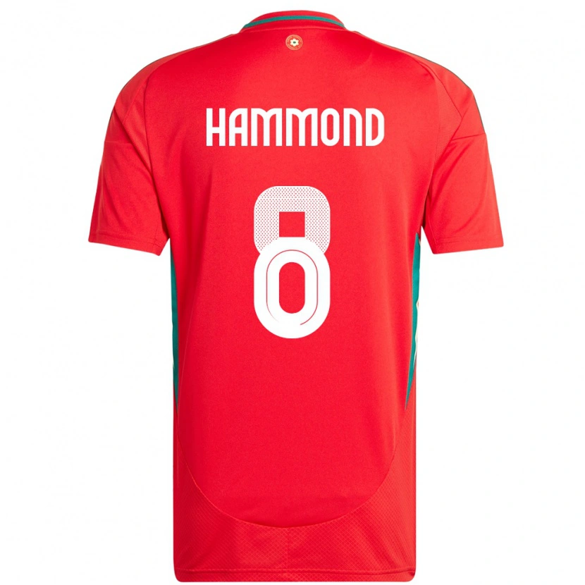Danxen Uomo Maglia Galles Oliver Hammond #8 Rosso Kit Gara Home 24-26 Maglietta