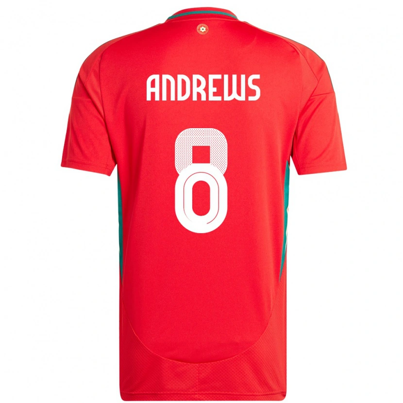 Danxen Uomo Maglia Galles Kai Andrews #8 Rosso Kit Gara Home 24-26 Maglietta