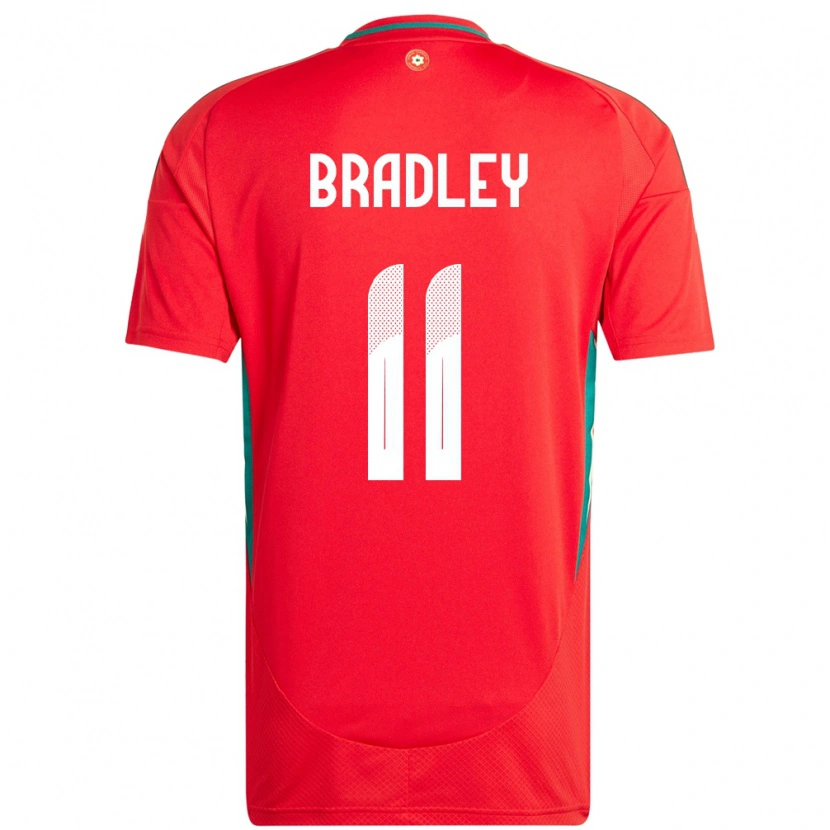 Danxen Uomo Maglia Galles Sion Bradley #11 Rosso Kit Gara Home 24-26 Maglietta