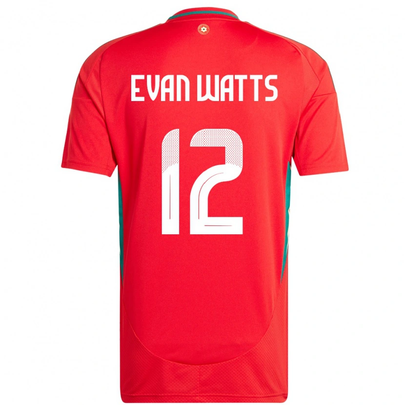 Danxen Uomo Maglia Galles Evan Watts #12 Rosso Kit Gara Home 24-26 Maglietta